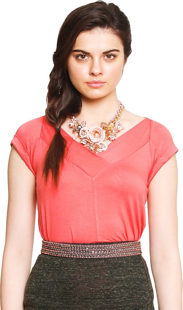 Zink London Casual Short Sleeve Solid Women's Top