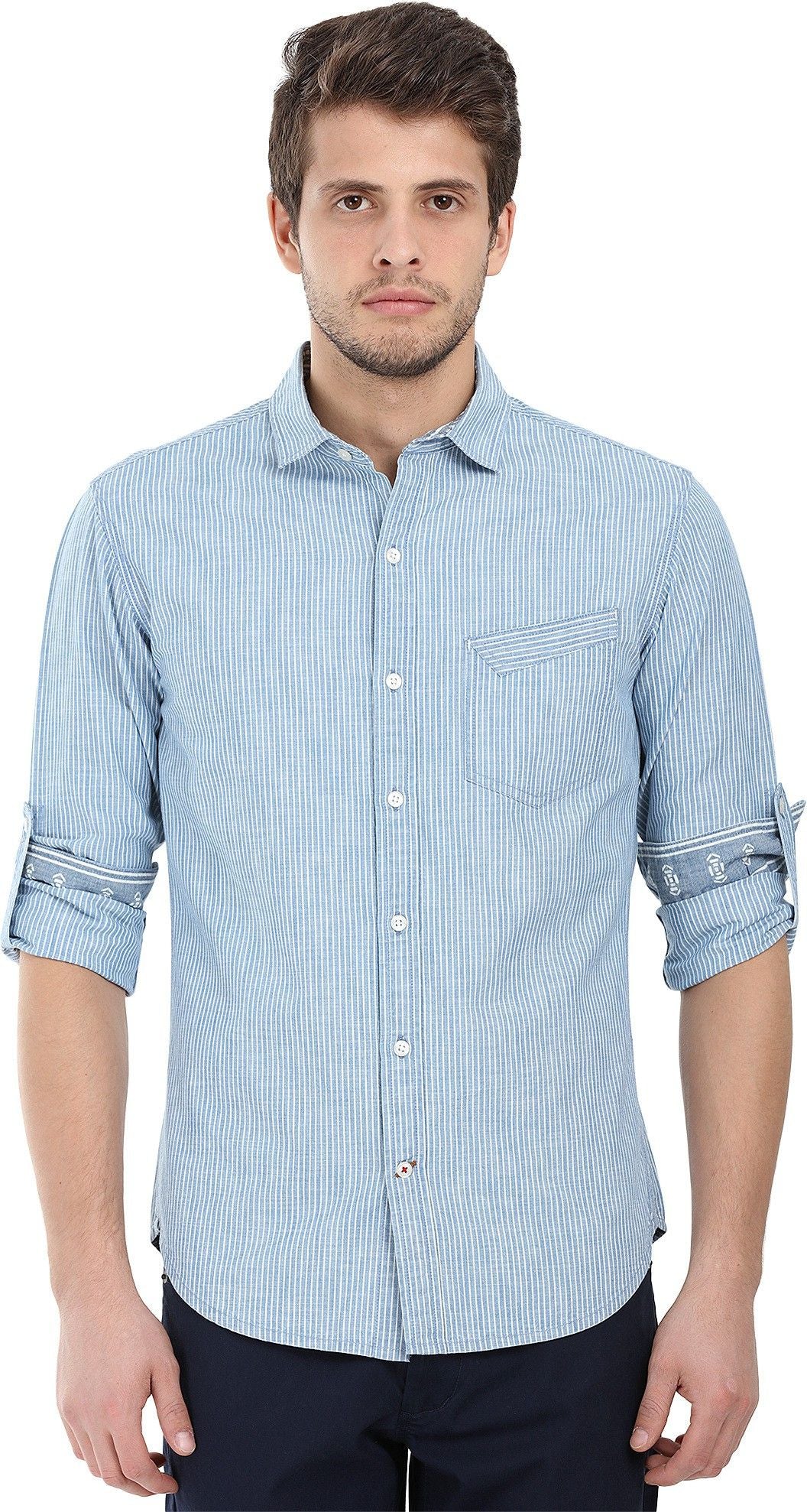 Zobello Men's Striped Casual Multicolor Shirt