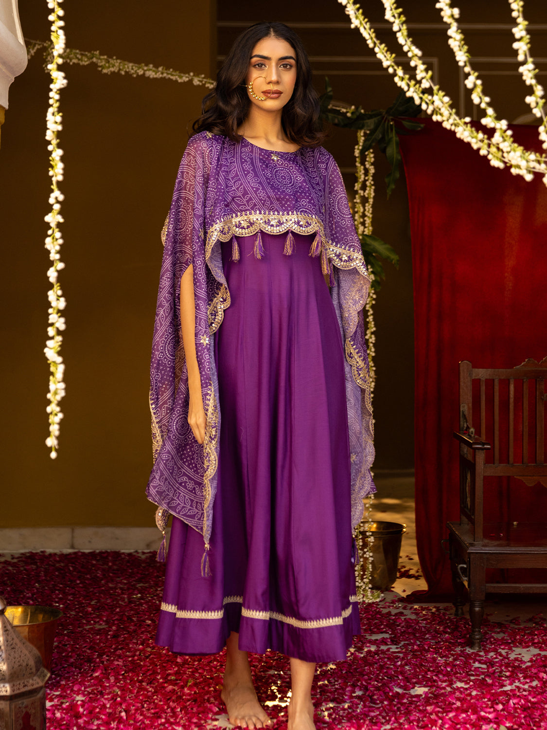 Women A-line Purple Maxi/Full Length Dress