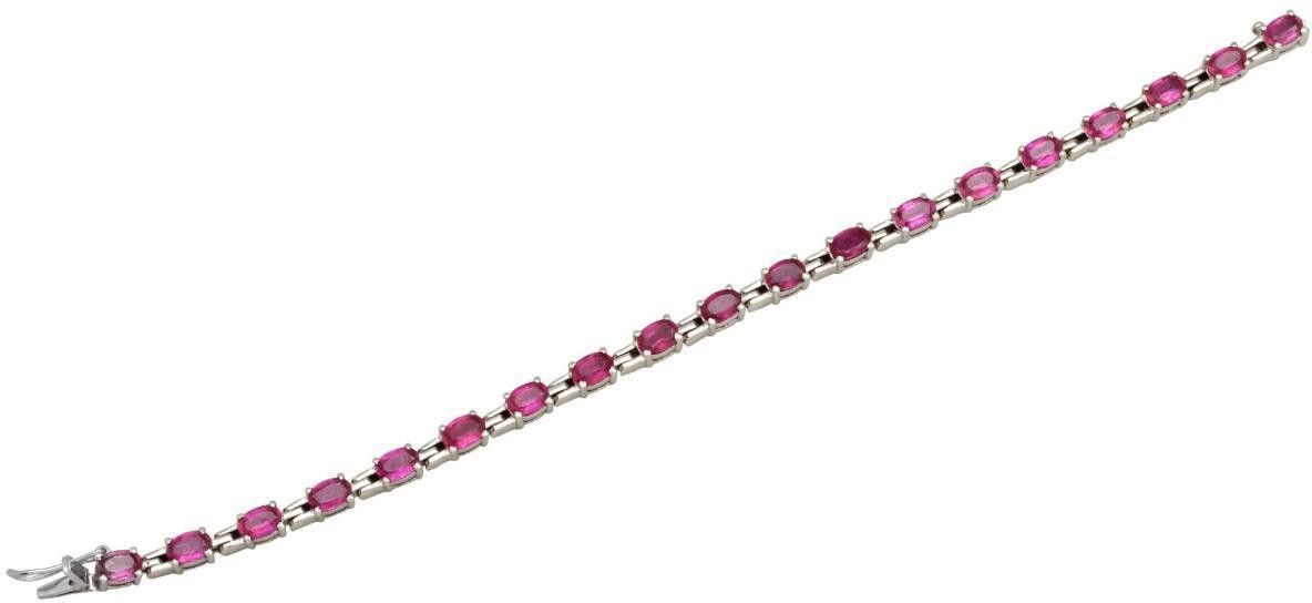 YugshaJewels Sterling Silver Ruby Rhodium Bracelet