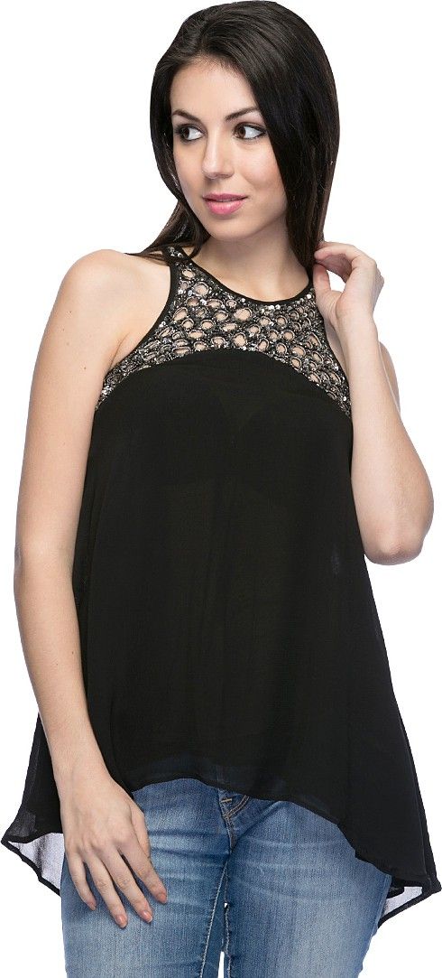 Aaliya Casual Sleeveless Embellished Women's Top