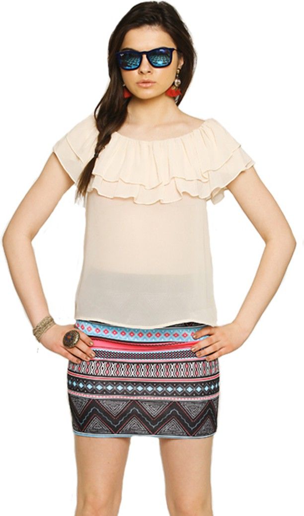 Zink London Casual Short Sleeve Solid Women's Top