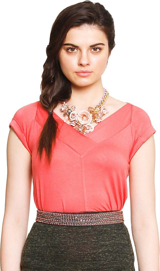 Zink London Casual Short Sleeve Solid Women's Top