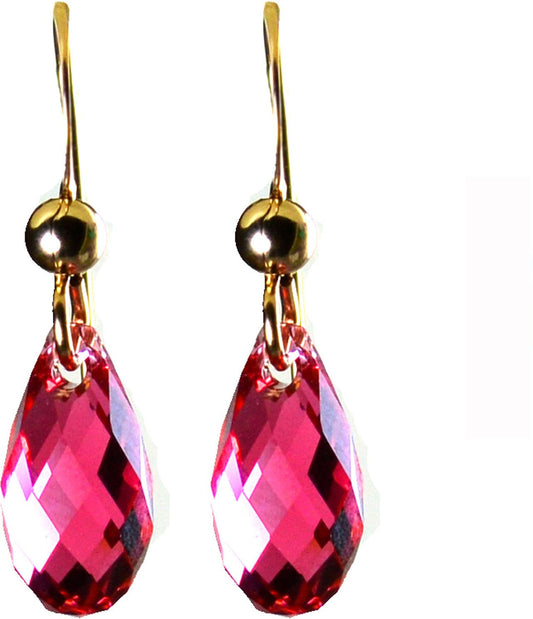 Pearl Paradise Briolette With "Ruby Red ". Swarovski Crystal Stone Dangle Earring