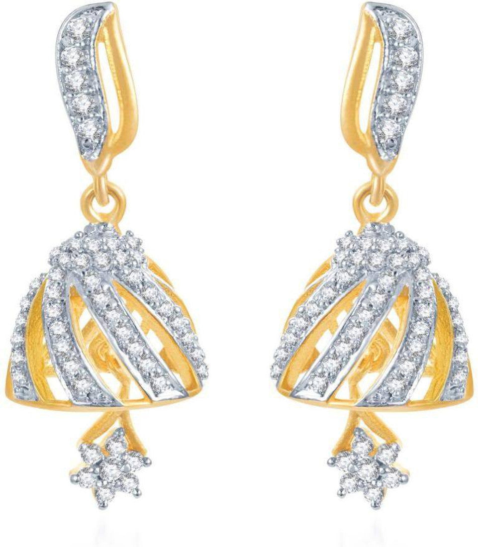 Sukkhi Lavish Yellow Gold, Rhodium Alloy Jhumki Earring