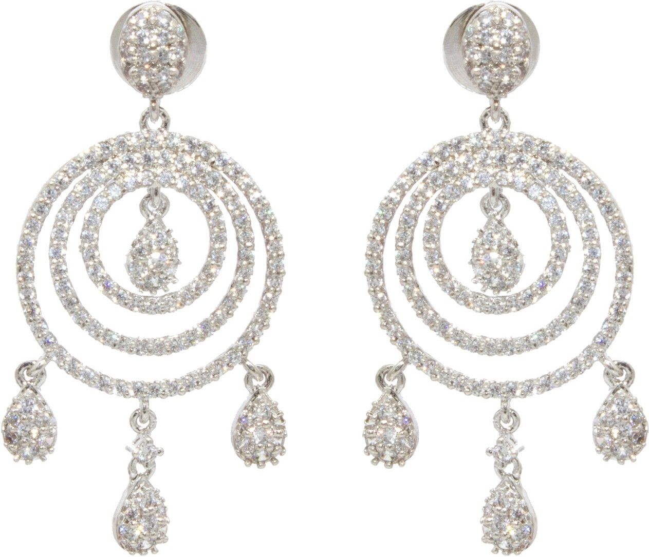 H E Creations West Bay White Gold Cubic Zirconia Brass Drop Earring