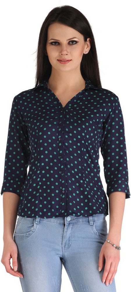 ZAIRE Casual 3/4 Sleeve Polka Print Women's Top