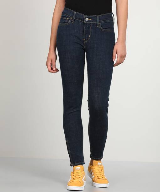 710 Women Skinny Mid Rise Blue Jeans