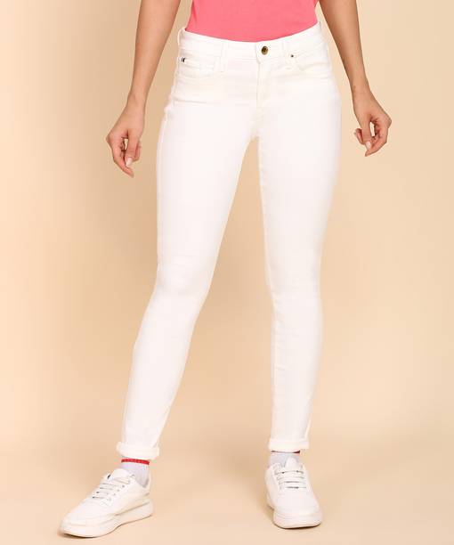 Women Skinny Mid Rise Dark Blue Jeans