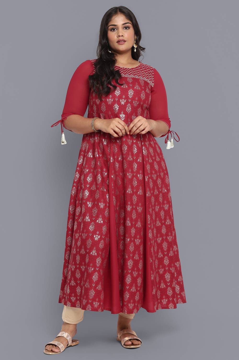 Women Ethnic Dress Red Ankle Length Dress