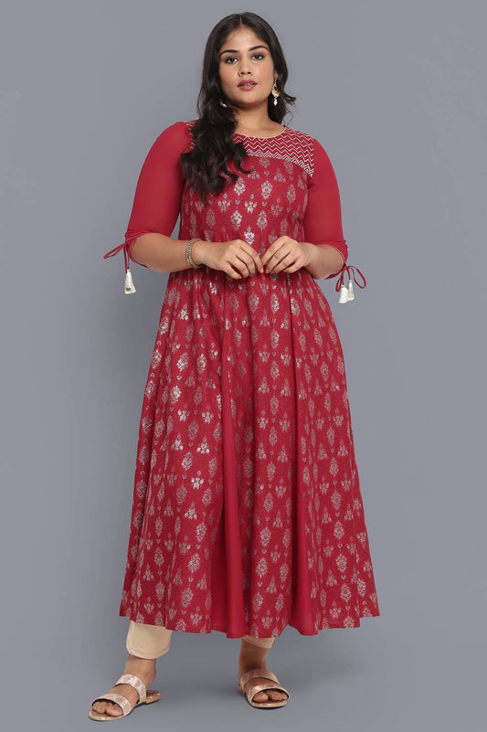 Women Ethnic Dress Red Ankle Length Dress