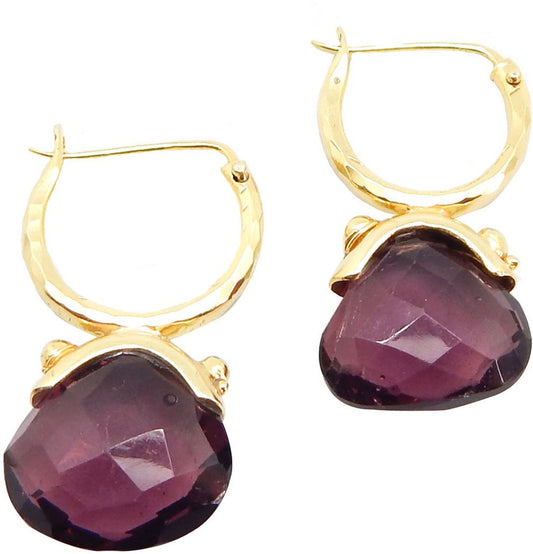 The V Collection A1E-974 Yellow Gold Amethyst Silver Stick-on Earring