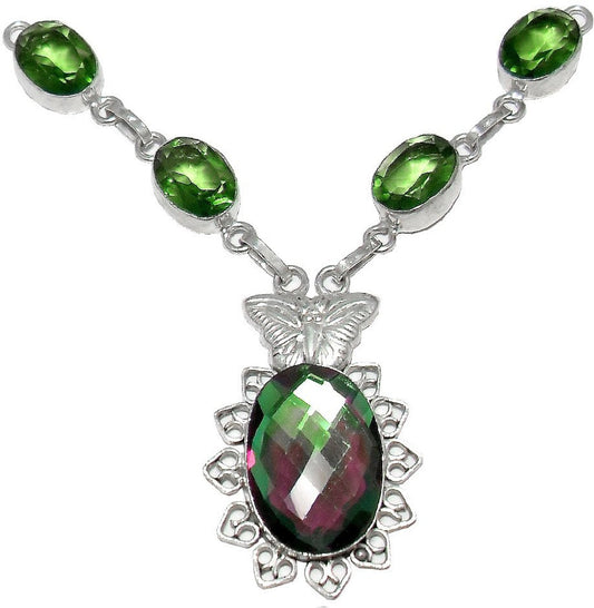 Zakaah Jewels Sterling Silver Plated Stone Necklace