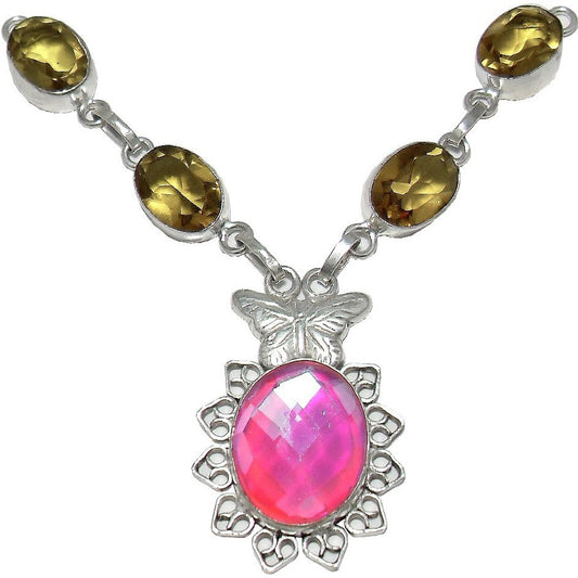 Zakaah Jewels Sterling Silver Plated Stone Necklace