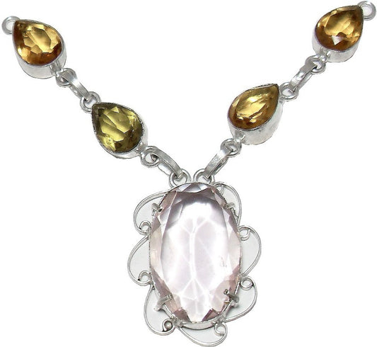 Zakaah Jewels Sterling Silver Plated Stone Necklace