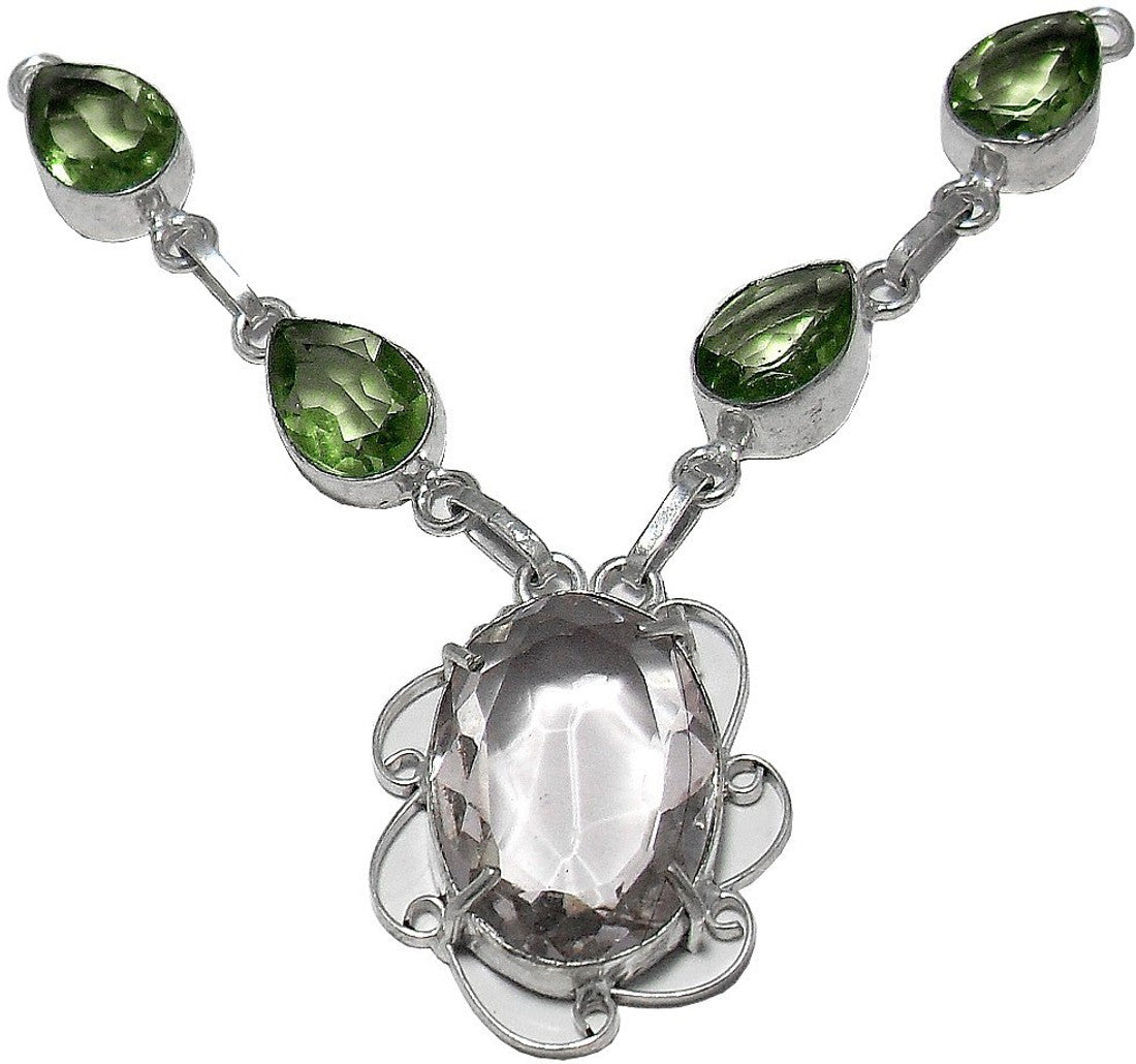 Zakaah Jewels Sterling Silver Plated Stone Necklace