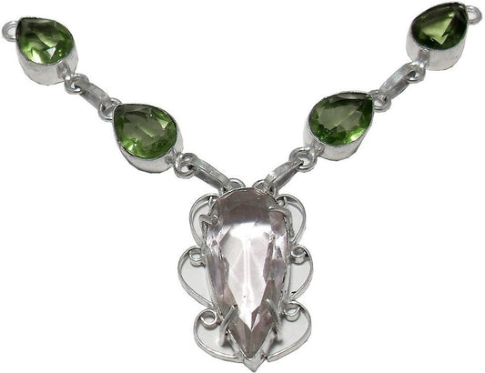 Zakaah Jewels Sterling Silver Plated Stone Necklace