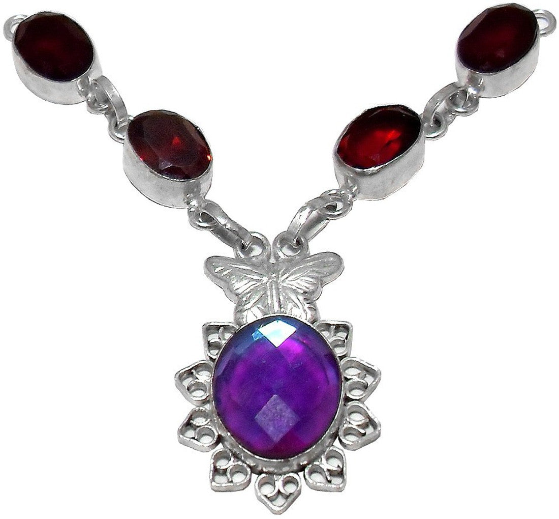 Zakaah Jewels Sterling Silver Plated Stone Necklace