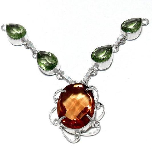 Zakaah Jewels Sterling Silver Plated Stone Necklace