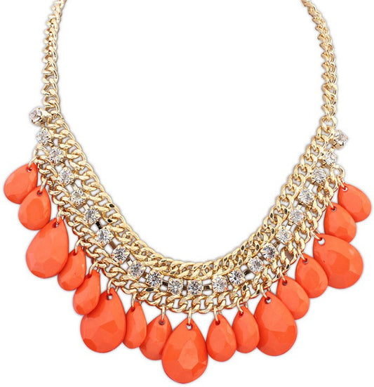Aaishwarya Orange Envy Crystal Alloy Necklace