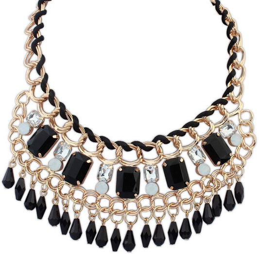 Aaishwarya Black Luminous Crystal Alloy Necklace