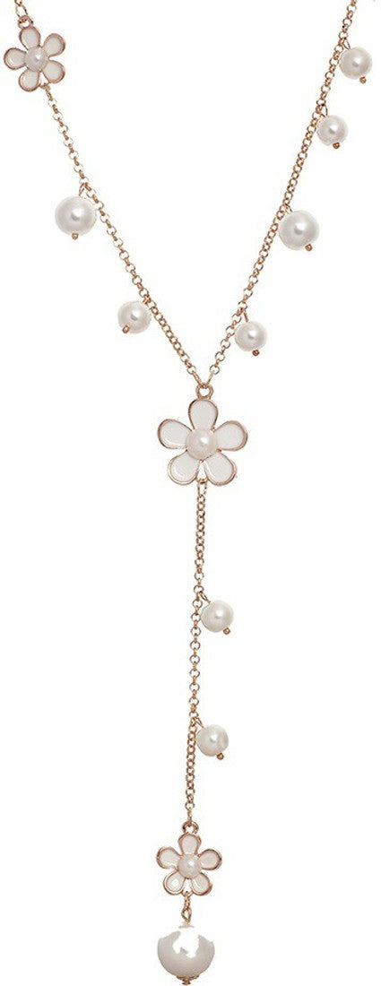 Aaishwarya Pearls N Florals Long Alloy Necklace