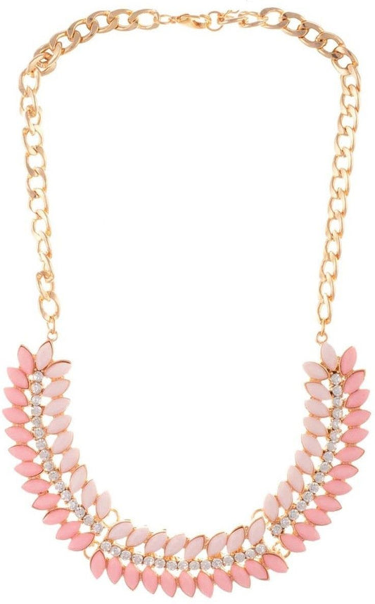 Aaishwarya Pink Petal Bib Alloy Necklace