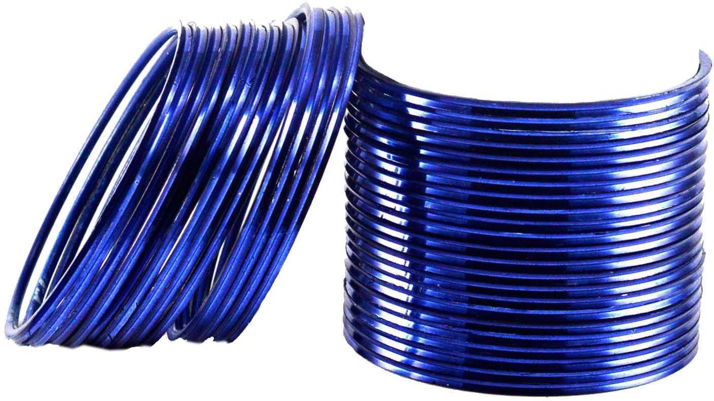 Vidhya Kangan Blue Metal Rhodium Bangle Set