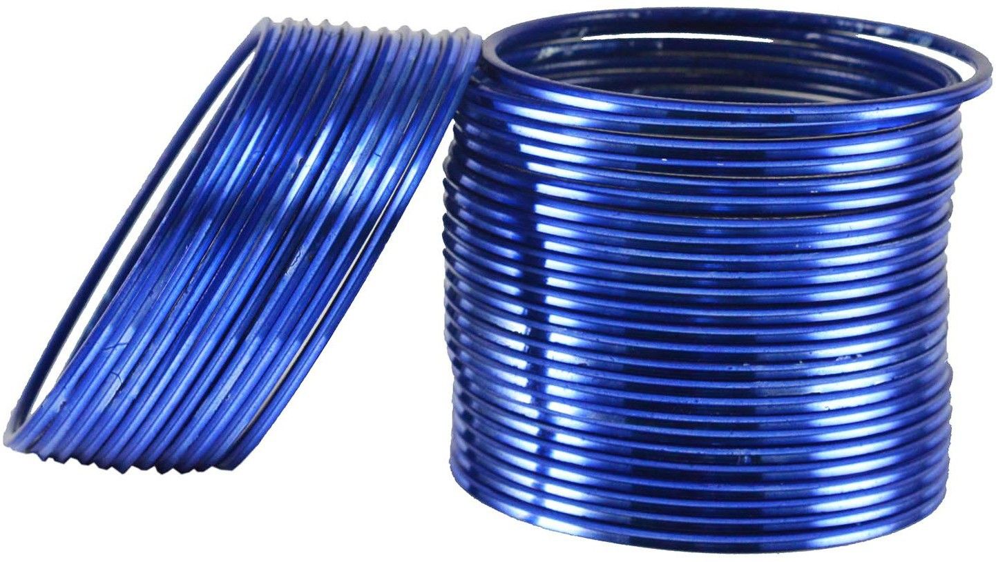 Vidhya Kangan Blue Metal Rhodium Bangle Set