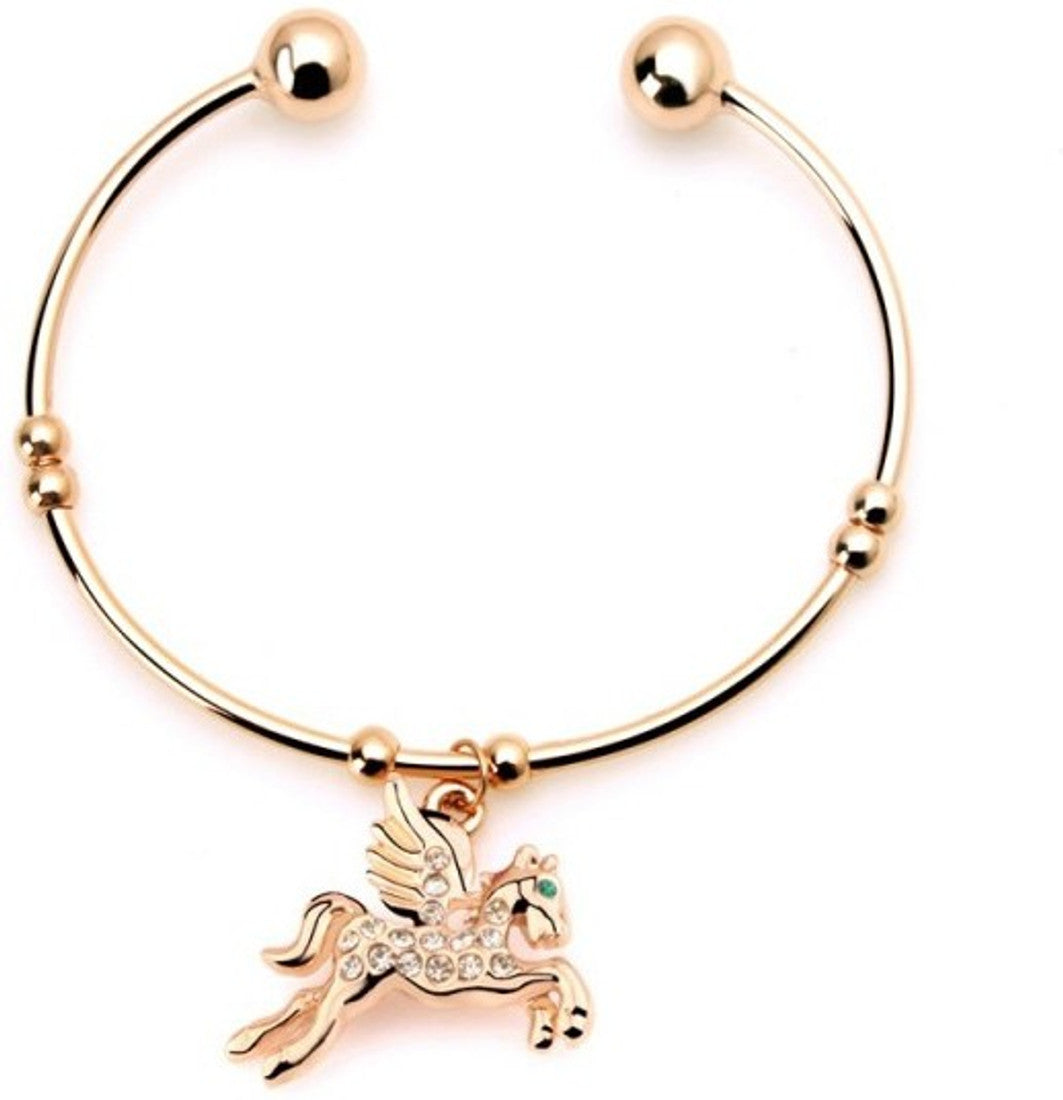 Roma Brothers Alloy Cubic Zirconia 18K Yellow Gold Bangle