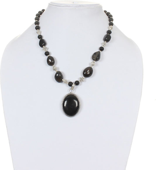 Aaradhi Divya Mantra Black Tourmaline Gemstone Wellness Tourmaline Stone Necklace