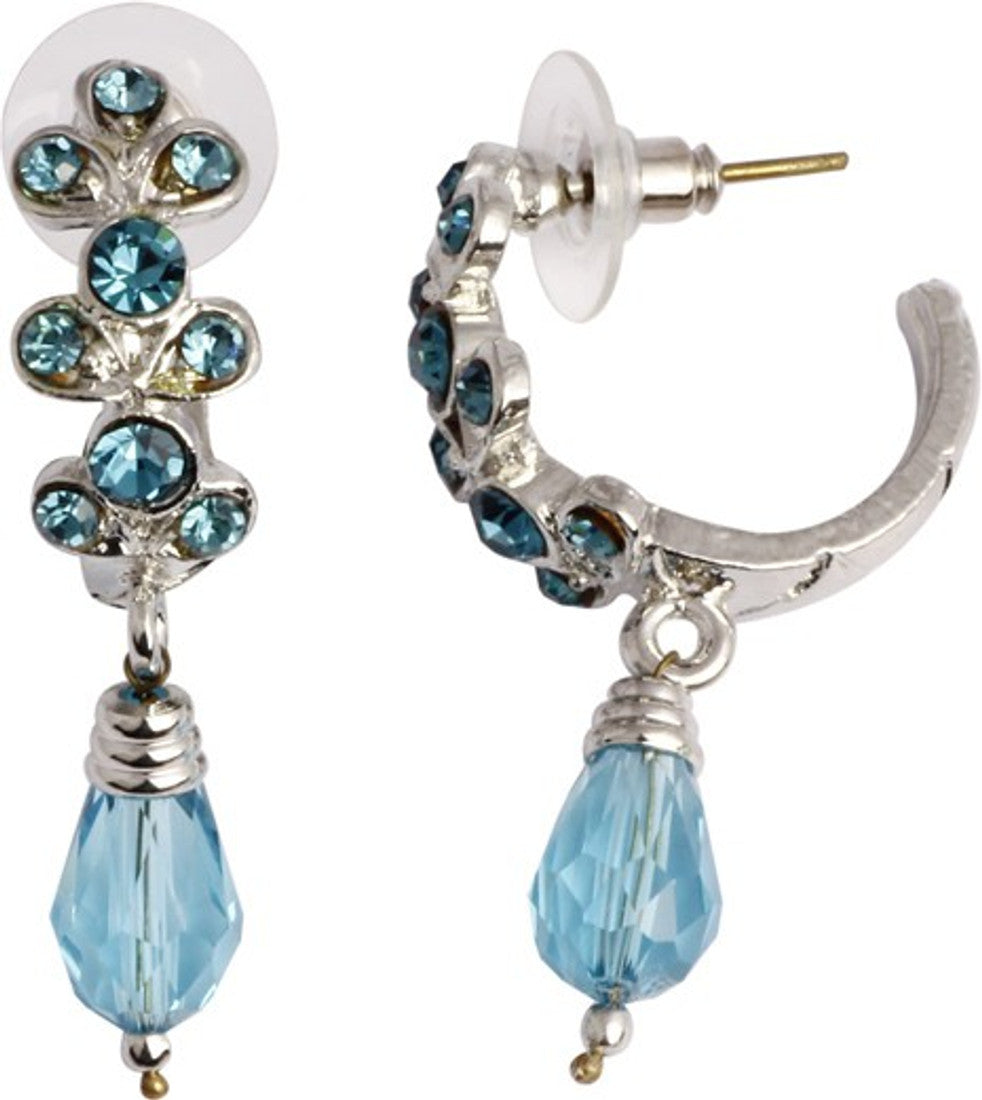 The Fine World Studded Onto Crescent Shaped Silver  K Zircon Metal Drop Earring