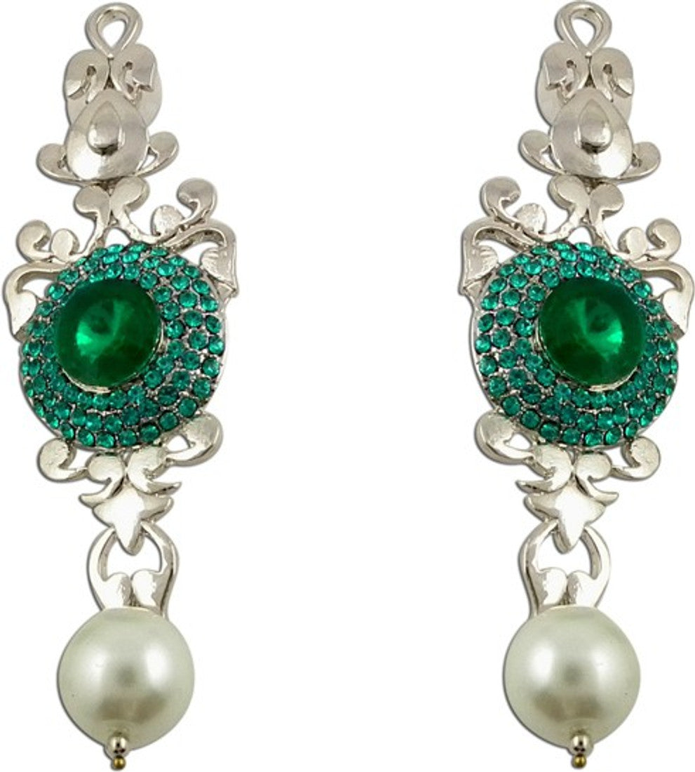 The Fine World Long Letkan Silver Zircon Metal Drop Earring