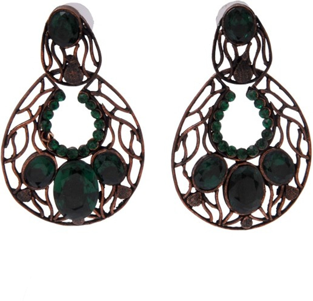 The Fine World Contemporary Design Brass Zircon Metal Drop Earring