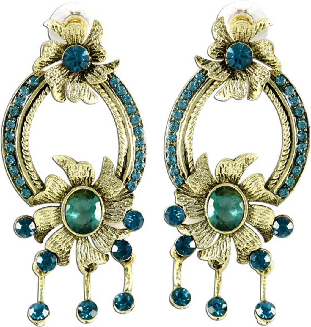 The Fine World Victorian Pattern For Girls Brass Zircon Metal Drop Earring