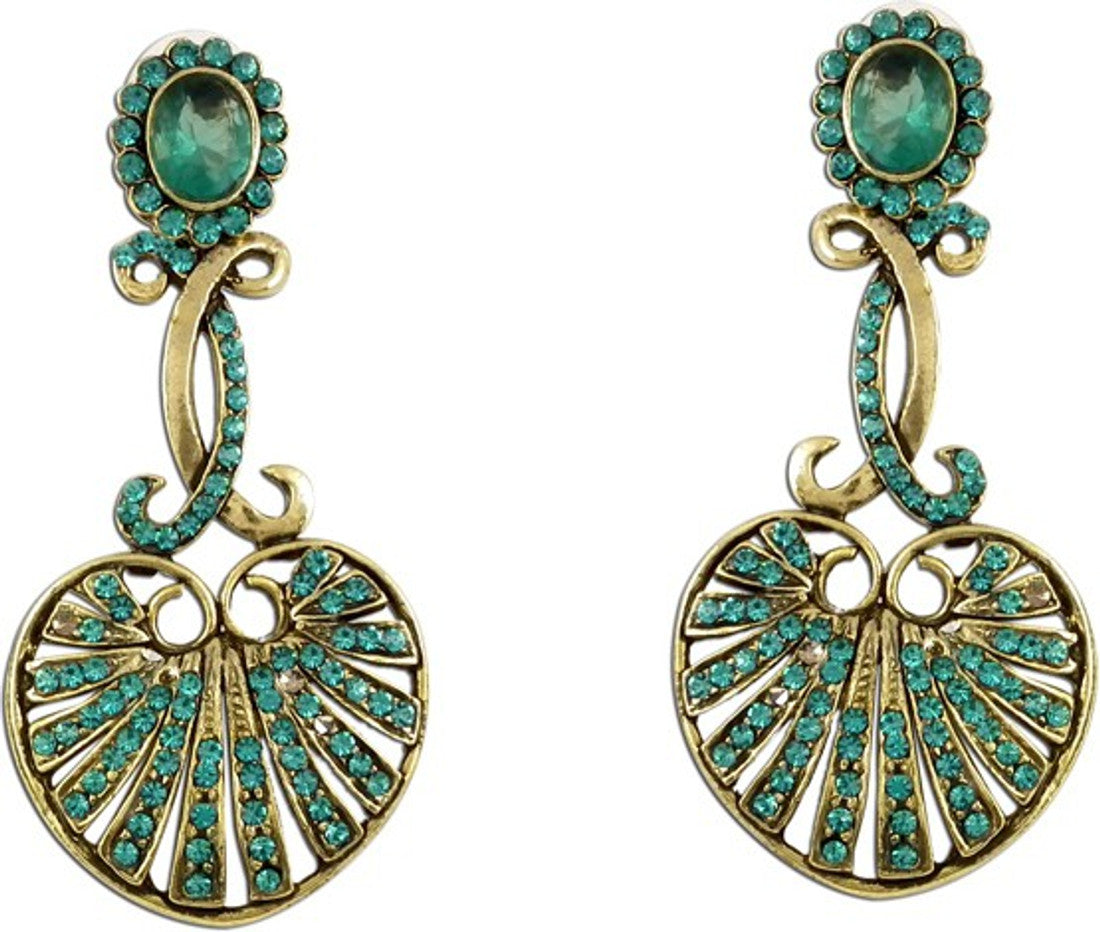 The Fine World Victorian Type Brass Zircon Metal Drop Earring