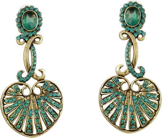 The Fine World Victorian Type Brass Zircon Metal Drop Earring