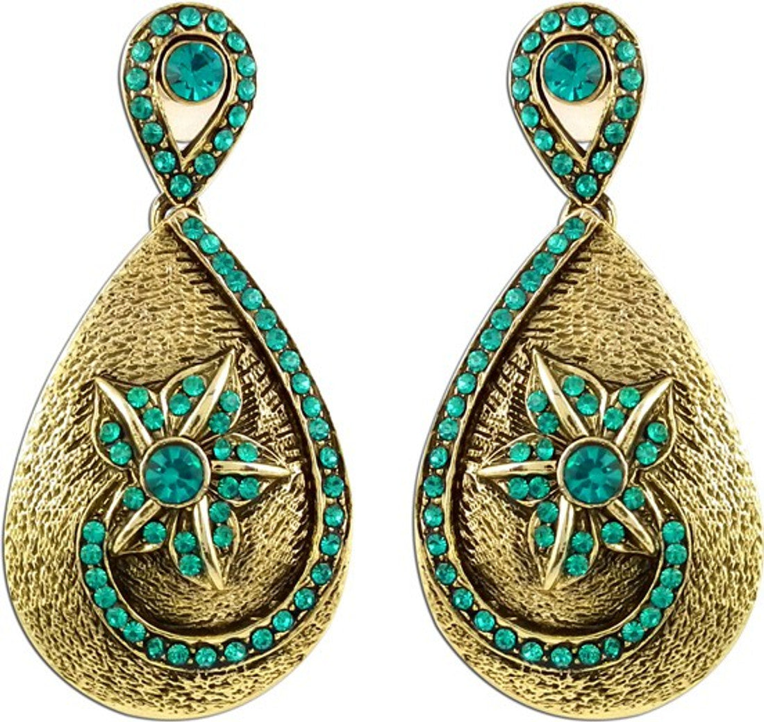 The Fine World Coloured Stone Letkan Brass Zircon Metal Drop Earring