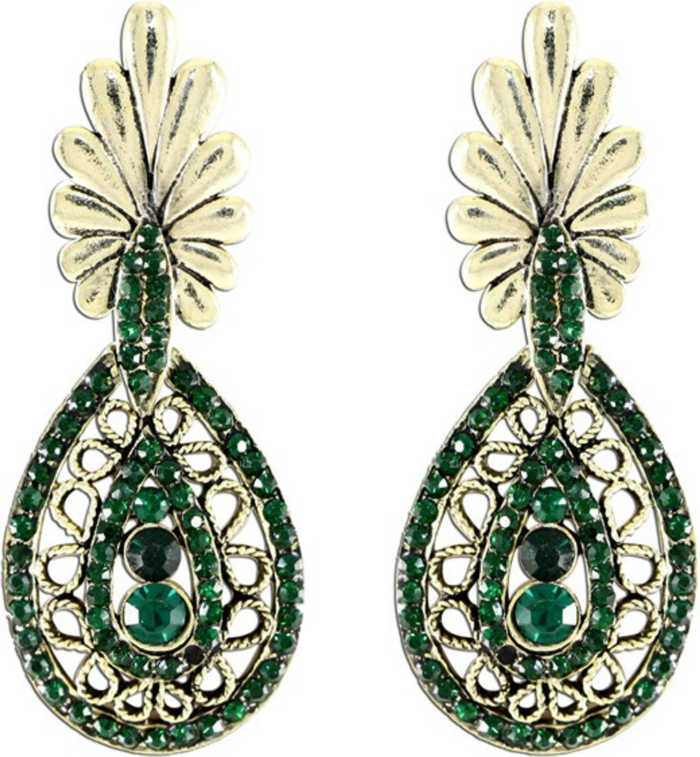 The Fine World Victorian Design Exclusive Brass  K Zircon Metal Drop Earring