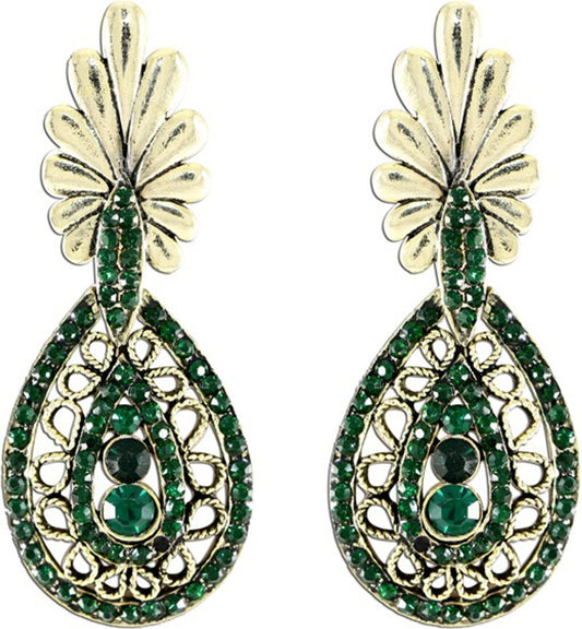 The Fine World Victorian Design Exclusive Brass  K Zircon Metal Drop Earring