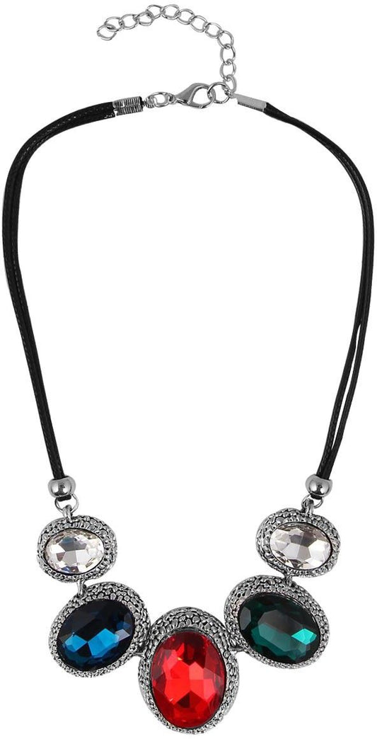 Jewelizer Statement Crystal Silver Plated Alloy Necklace