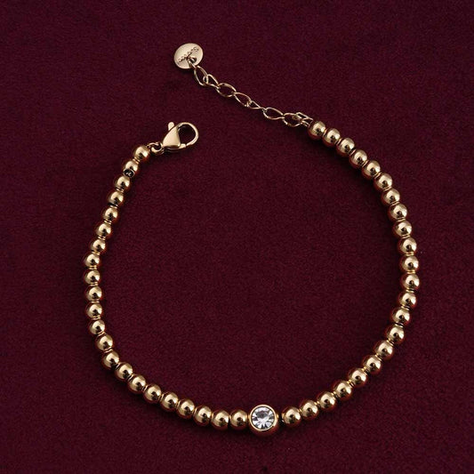 Stainless Steel Cubic Zirconia Gold-plated Bracelet