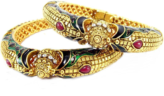9blings Alloy Cubic Zirconia Yellow Gold Bangle Set