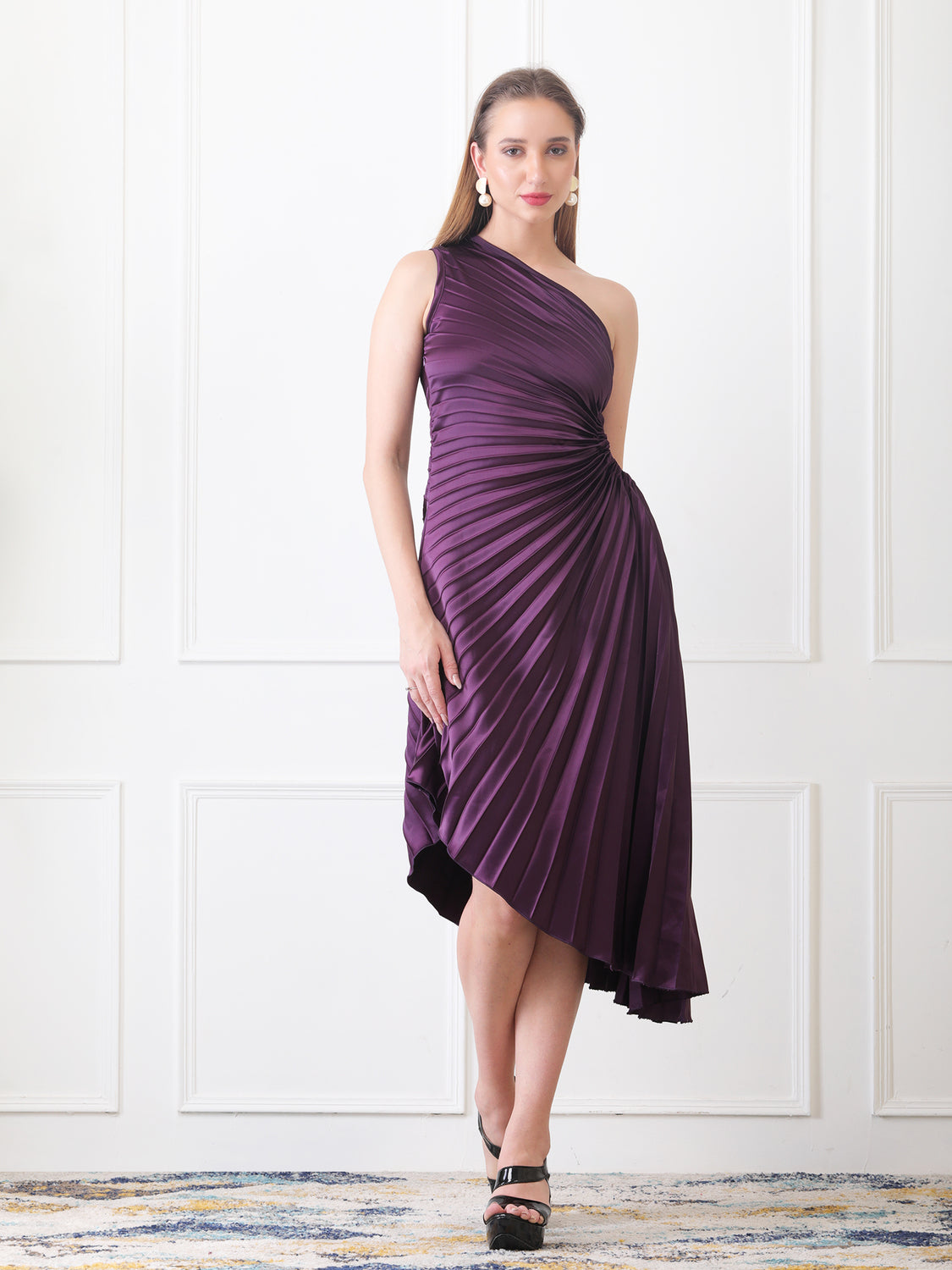 Women Asymmetric Purple Midi/Calf Length Dress
