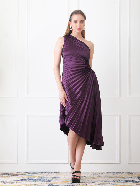 Women Asymmetric Purple Midi/Calf Length Dress