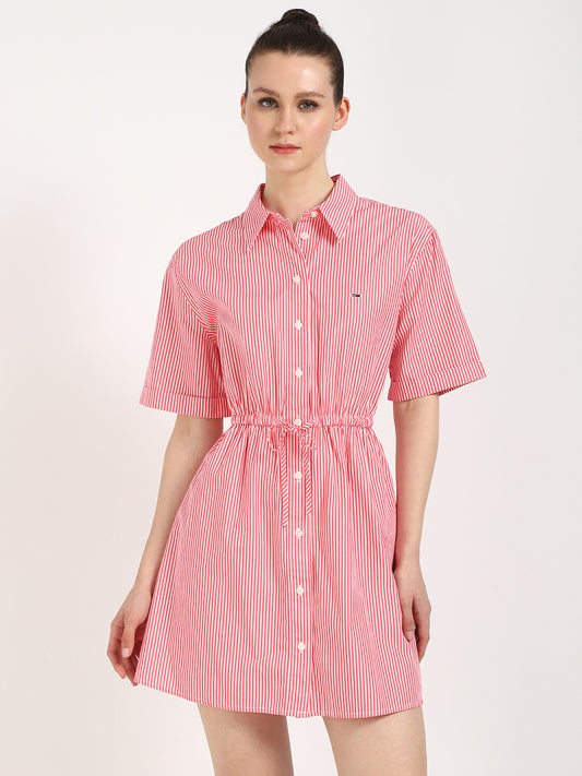 Women Shirt Pink Above Knee/Mid Thigh Length Dress