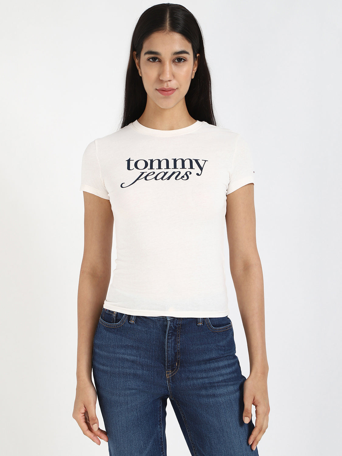 Women Graphic Print Round Neck Cotton Blend White T-Shi...