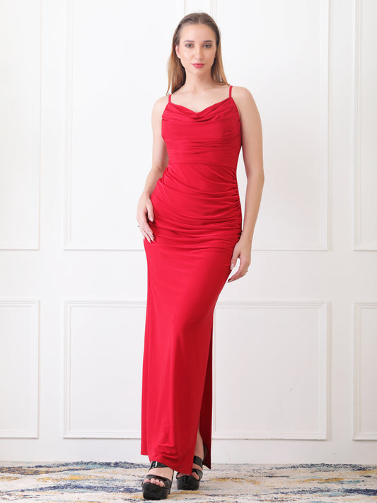 Women Bodycon Red Maxi/Full Length Dress