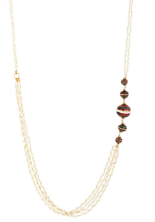 Aaishwarya Stylish Multi Bead Meena Crystal Alloy Necklace