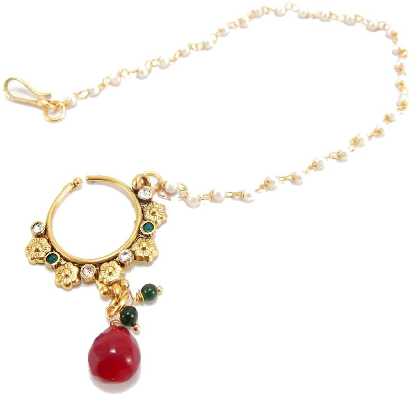 9blings Cubic Zirconia Yellow Gold Plated Alloy Nose Ring